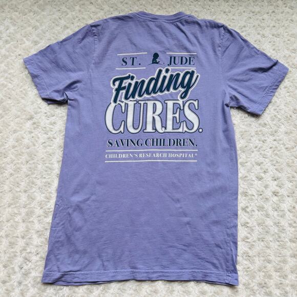St Jude Childrens Research Hospital Finding Cures Purple Cotton T Shirt Medium - Picture 1 of 5